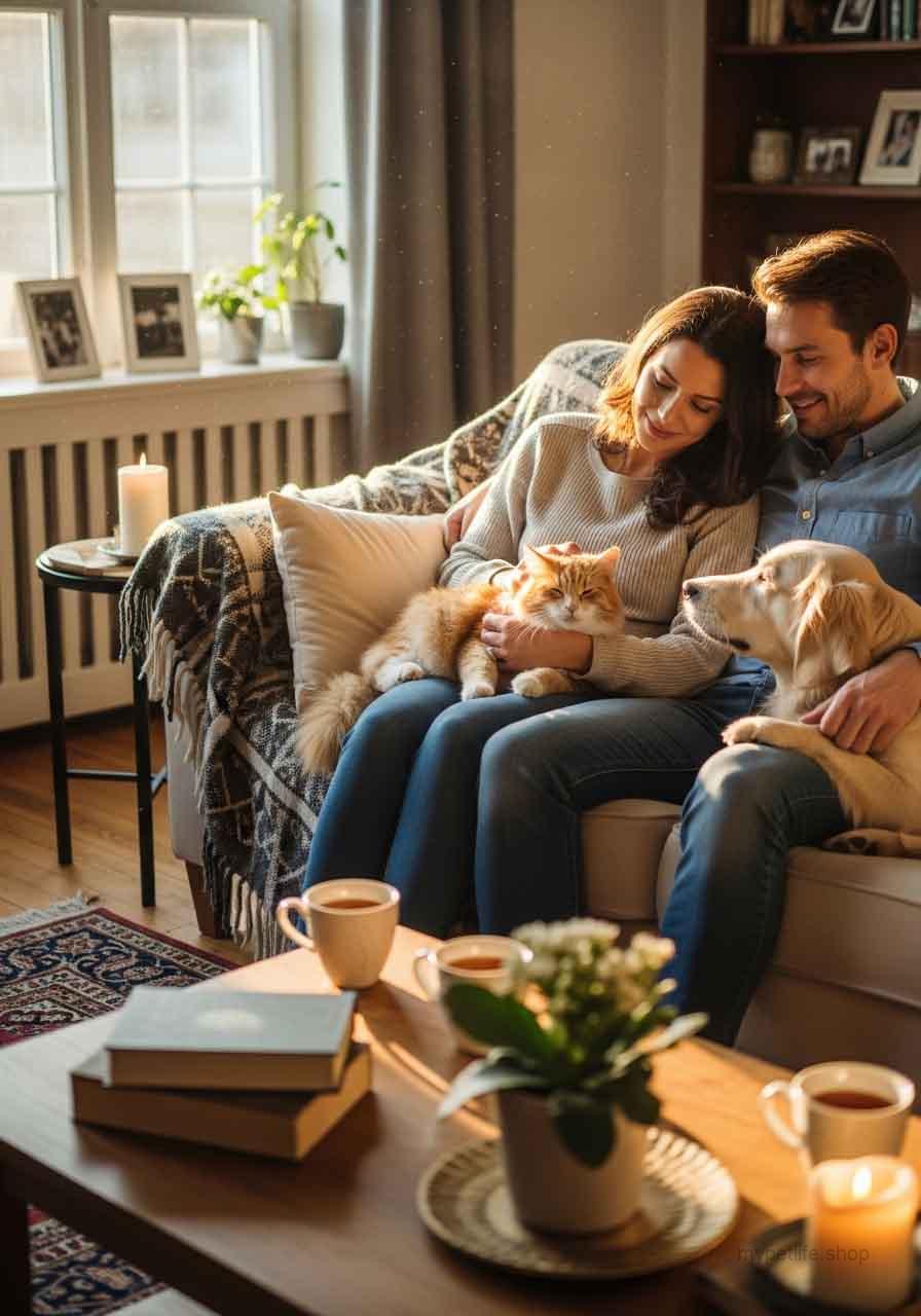 married couple and their pets married couple and their pets